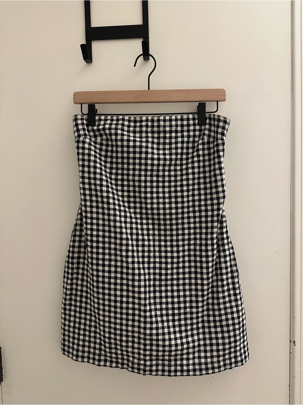 Abercrombie & Fitch Gingham Strapless Linen Blend Dress - Picture 3 of 5